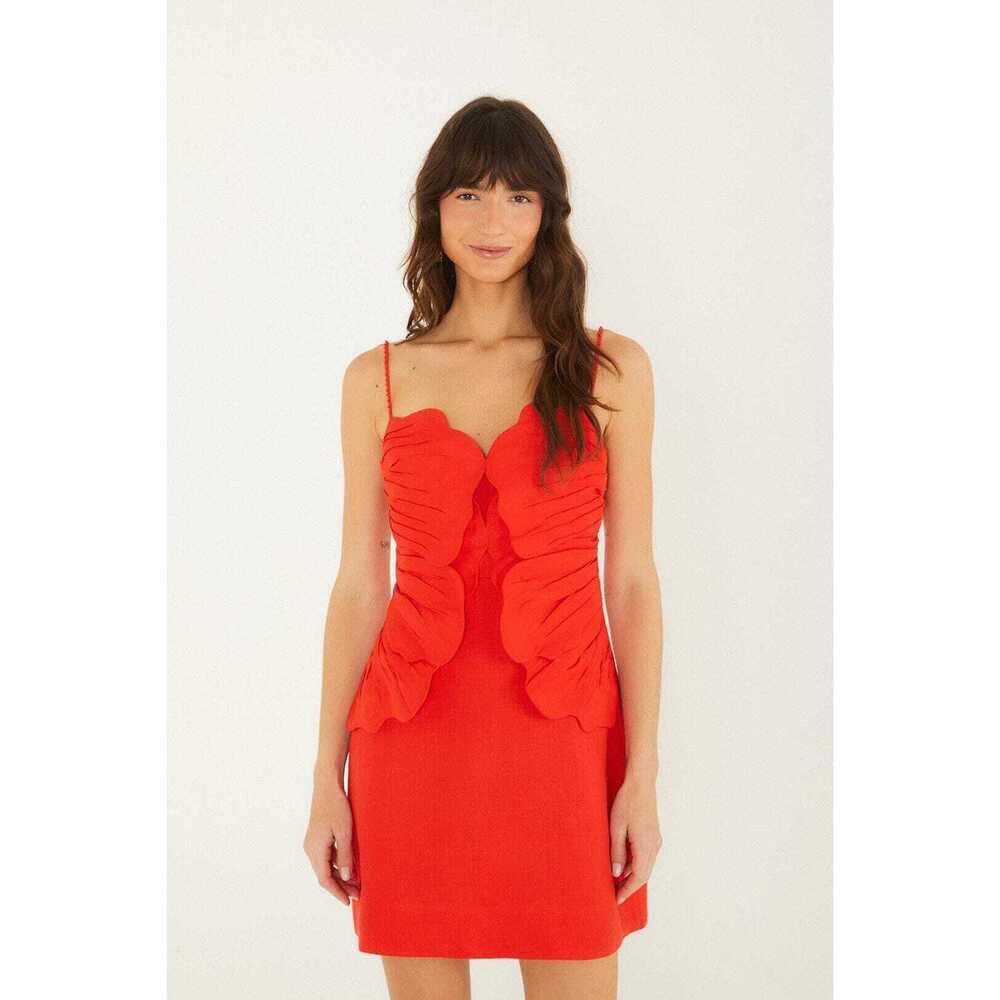 Red 3d Flower Mini Dress